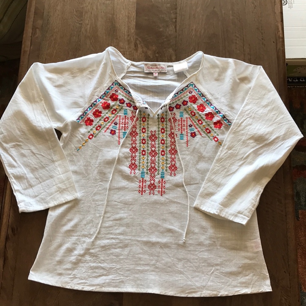 Panhandle slim white embroidered shirt size Med.